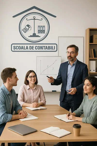 Echipa Școlii de Contabili în timpul unui curs de formare profesională